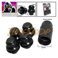 4 LOCK GORILLA FOR NISSAN INFINITI FACTORY WHEELS RIM MAG LUG NUTS 12X1.25 BLACK