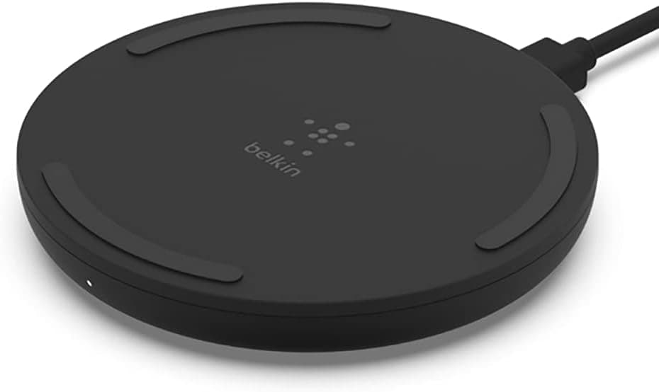 Base de carga inalámbrica Belkin de 10 W, cargador Qi para iPhone, Galaxy | Compatible con iPhone, Samsung Galaxy, Google Pixel, AirPods Pro, streaming con manos libres y llamadas