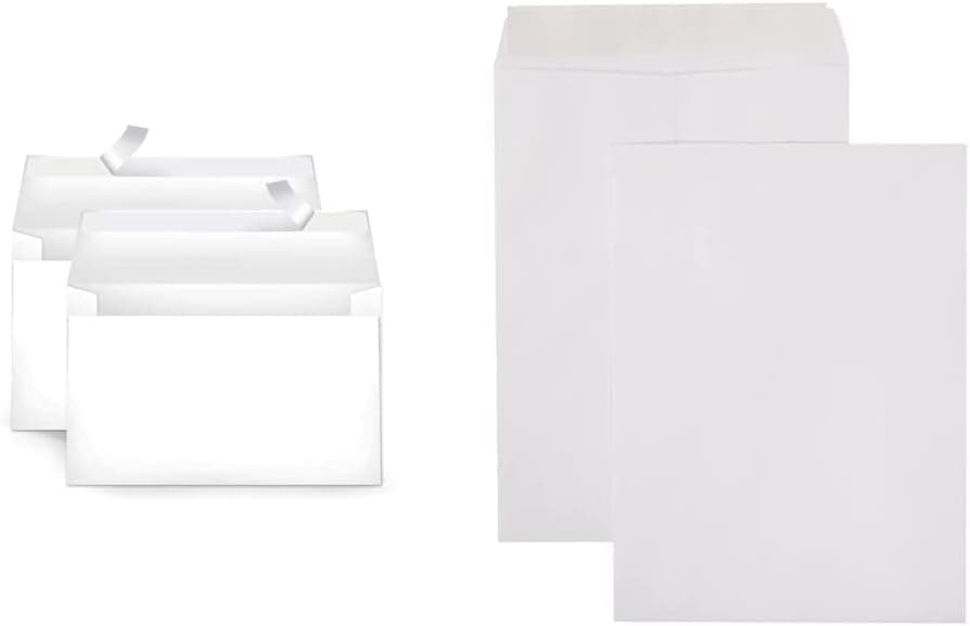 Amazon Basics Sobres de invitación en blanco (paquete de 100) y sobres de envío de catálogo (paquete de 100)