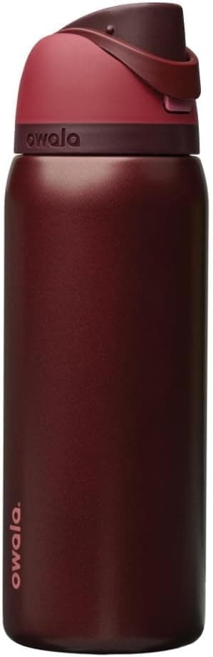 Owala FreeSip Botella de agua de acero inoxidable 32 oz Cereza negra