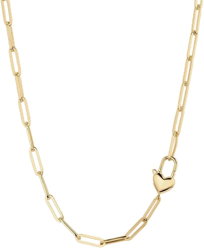 Collar con candado de corazón de latón plateado de gorjana