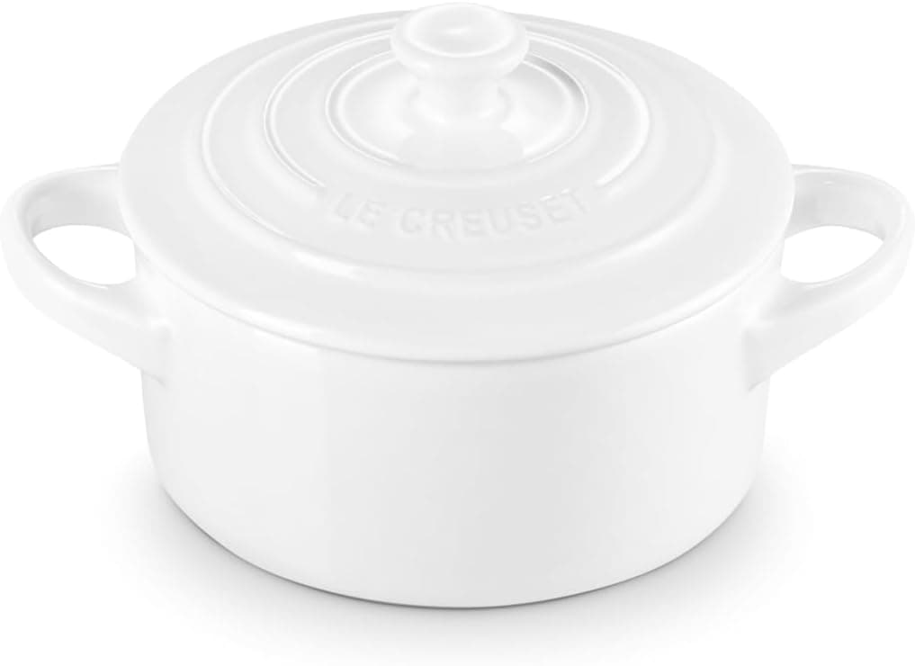 Le Creuset Mini Cocotte redonda de gres, 8 onzas, color blanco