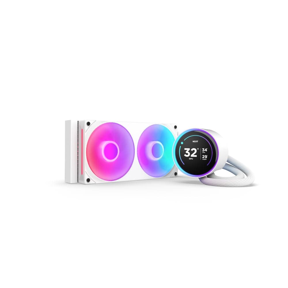 NZXT Kraken Elite 240 RGB - Enfriador de CPU AIO de 240 mm, LCD - Blanco | 240 mm RGB AIO con LCD de 2,36pulgadas y ventilador F240 RGB Core. Pantalla personalizable, RGB sincronizado, control DE CÁMARA completo.