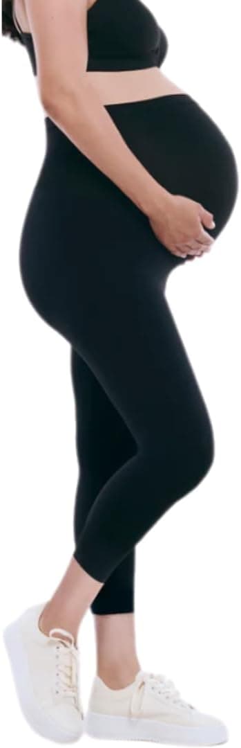 Maternidad Maternidad Esencial Estiramiento Secreto Ajuste Sobre El Vientre Embarazo Crop Capri Legging