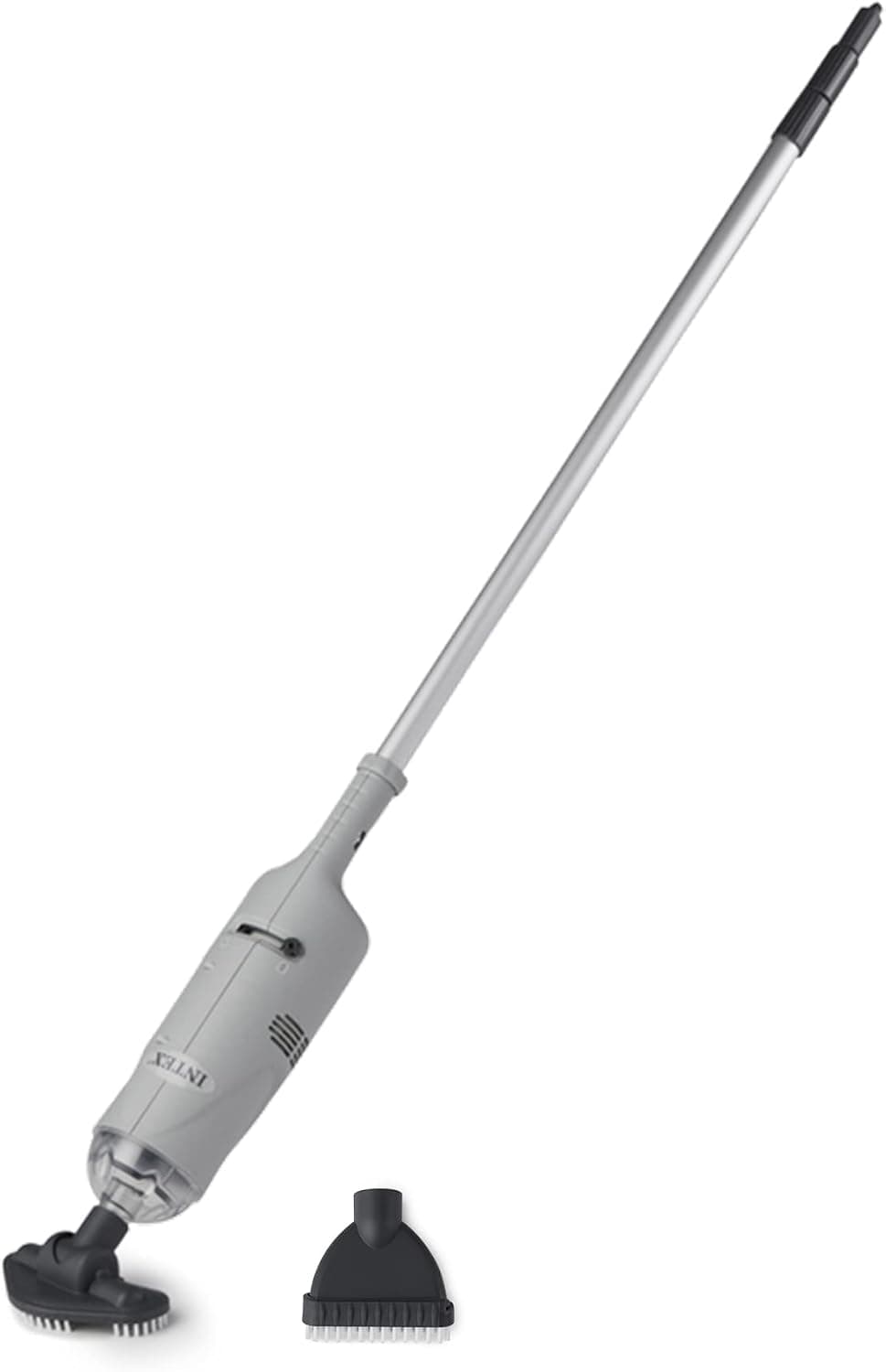 Aspiradora recargable de mano Intex con eje telescópico de aluminio y dos cabezales de cepillo intercambiables, modelo: 28620E