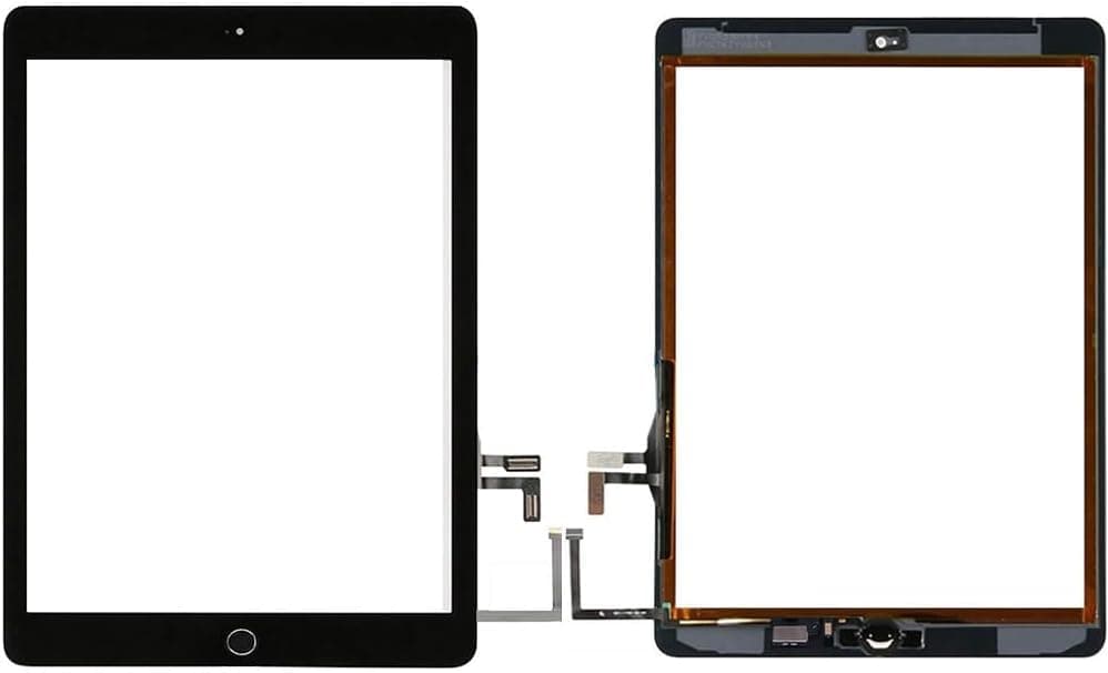 for Black iPad 5 2017 9.7 inch （A1822, A1823） Touch Screen Digitizer Assembly Replacement with Home Button, Camera Bracket, Pre-Installed Adhesive, Tool Repair Kit