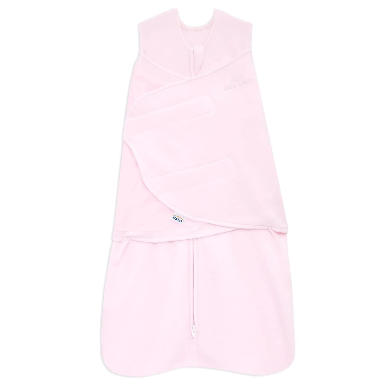 HALO Saco de dormir de micropolar, manta envolvente ajustable de 3 direcciones para recién nacidos y bebés, TOG 3.0 para climas fríos, cadera saludable, rosa suave, recién nacido, 0-3 meses