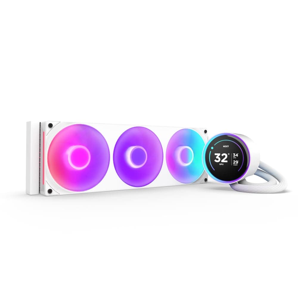 NZXT Kraken Elite 360 ​​RGB - Enfriador de CPU AIO de 360 ​​mm, LCD - Blanco