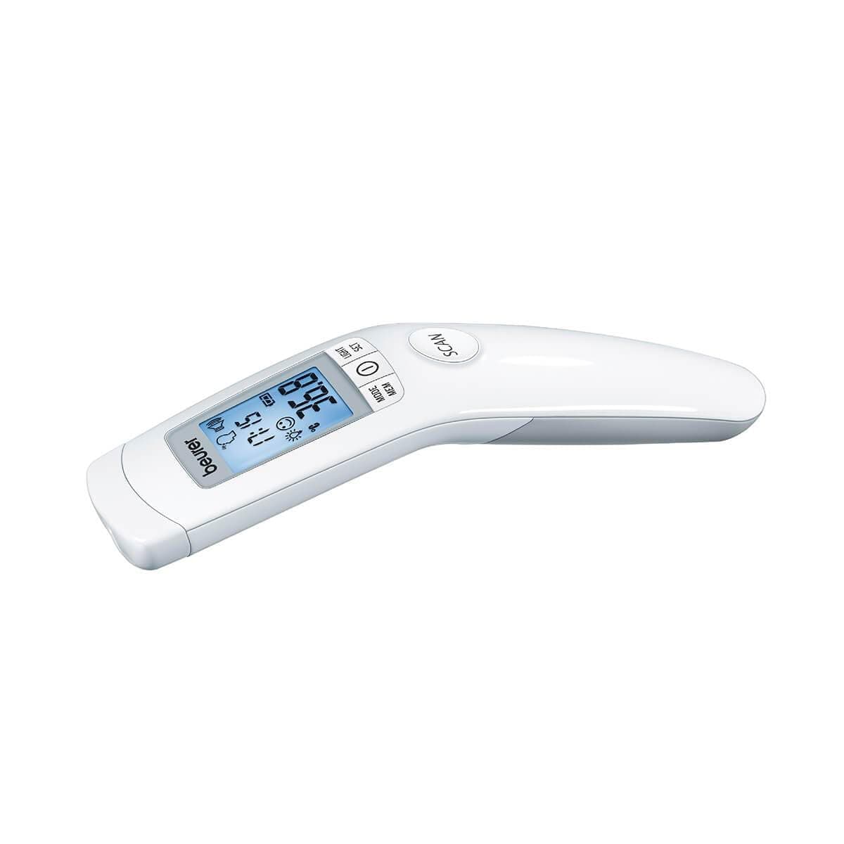 Termómetro clínico sin contacto Beurer FT90 | Tecnología infrarroja sin contacto | Medición en Segundos | Alarma de fiebre | Almacena 60 lecturas | Pantalla XL iluminada | Dispositivo médico certificado