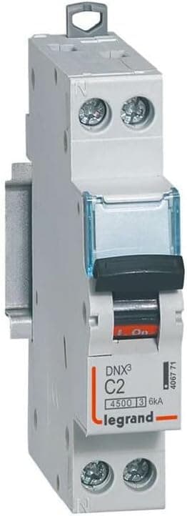406771 Disyuntor Legrand 2A Unipolar + Neutro DNX3 - Curva C - 4,5/6kA - Tornillo - 1 Módulo