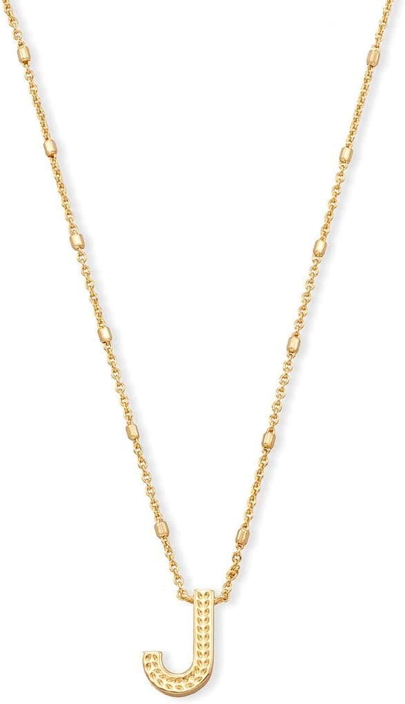 Kendra Scott Collar con colgante de letras A-Z para mujer, joyería de moda, latón chapado en oro de 14 quilates
