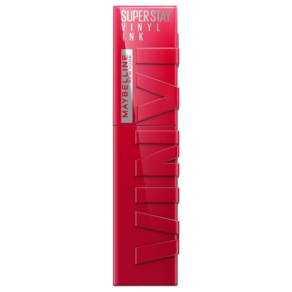 Maybelline Super Stay Vinyl Ink Maquillaje de labios líquido de larga duración, color altamente pigmentado y brillo instantáneo, Wicked, lápiz labial rojo frío, 0.14 fl oz, 1 unidad