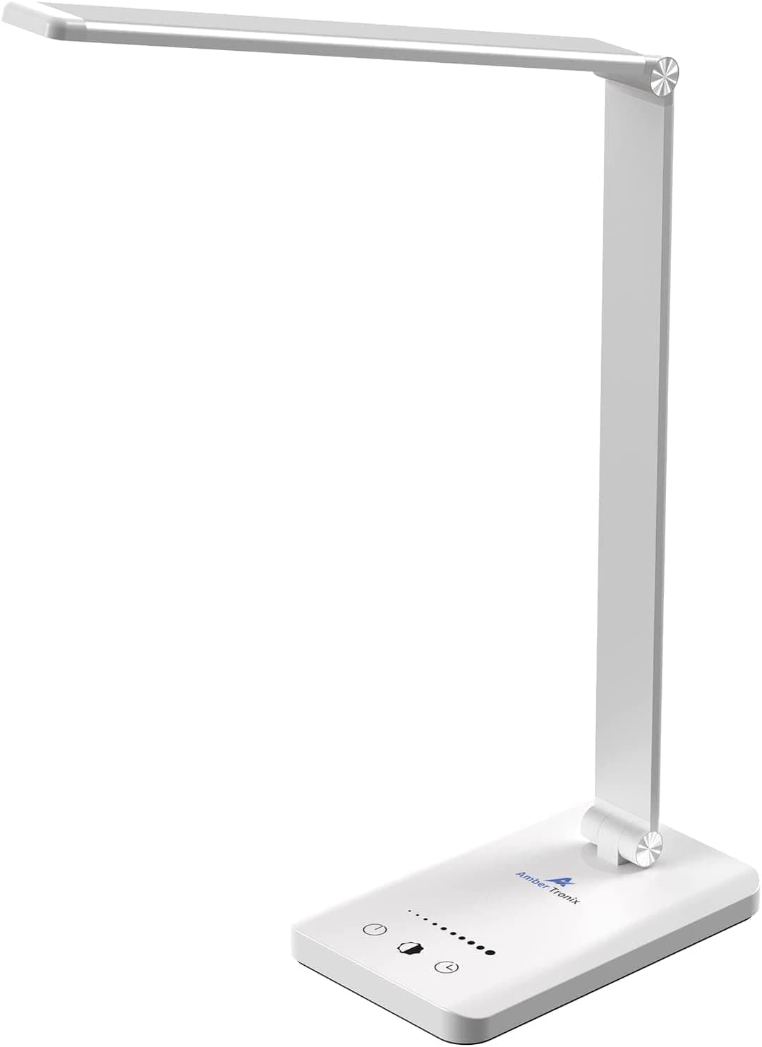 Ambertronix Lámpara de escritorio LED con puerto de carga USB, luz de escritorio de lectura regulable para el hogar, con 5 niveles de brillo y 3 modos de iluminación, control táctil, temporizador automático (blanco)