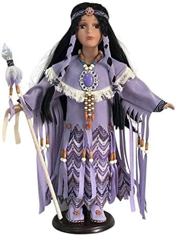 Muñeca de porcelana india nativa americana coleccionable de 16" (MANIK) D16753