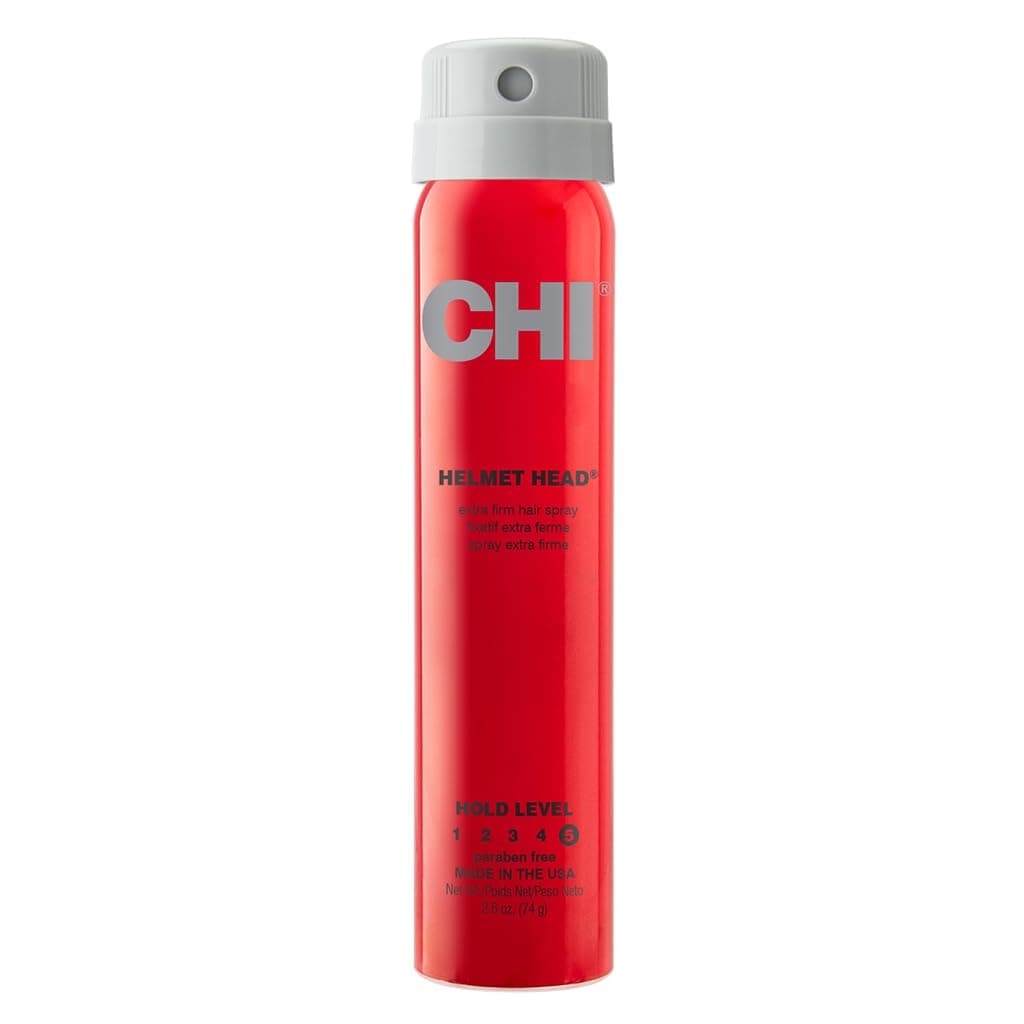 CHI Helmet Head Laca para el cabello extra firme, protege contra la humedad y crea peinados voluminosos, sin sulfatos ni parabenos, 2.6 oz