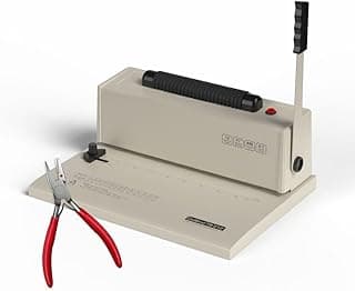 Encuadernadora de bobinas con insertador de bobinas eléctrico | Perfora manualmente hasta 12 hojas | Capacidad de encuadernación de 440 hojas con paso 4:1 | Garantía de 2 años | Se incluyen alicates para engarzar bobinas de alta resistencia