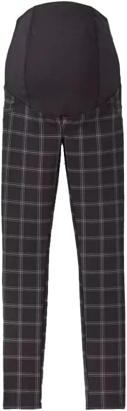 Isabel Maternity by Ingrid & Isabel Pantalones de maternidad Ponte con panel cruzado - (as1, Alpha, s, Regular, Regular, Cuadros negros)