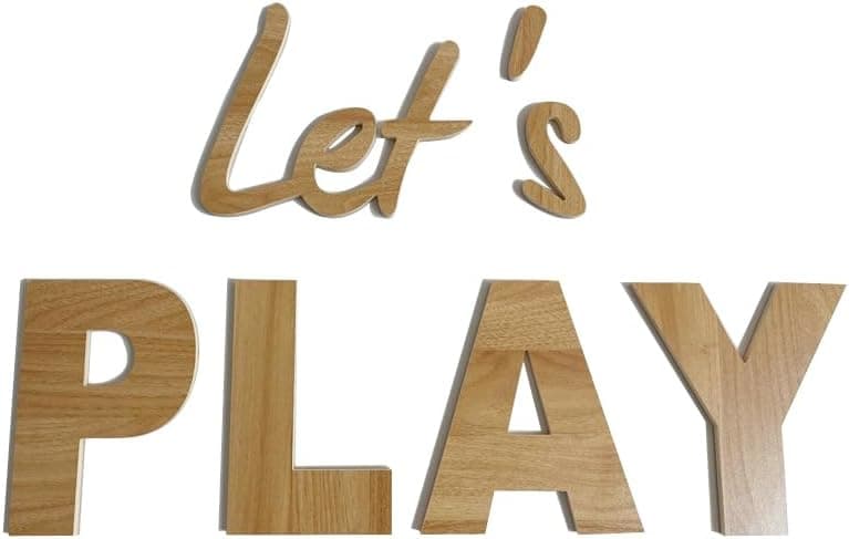 personalizado Let's PLAY-Wall Lettering Letrero de madera para guardería, decoración de sala de juegos, arte de dormitorio