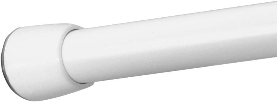 InterDesign Cameo Barra de cortina de ducha extensible de metal de tensión constante para baño principal, de invitados y de niños, ajustable de 66 a 42 pulgadas, color blanco