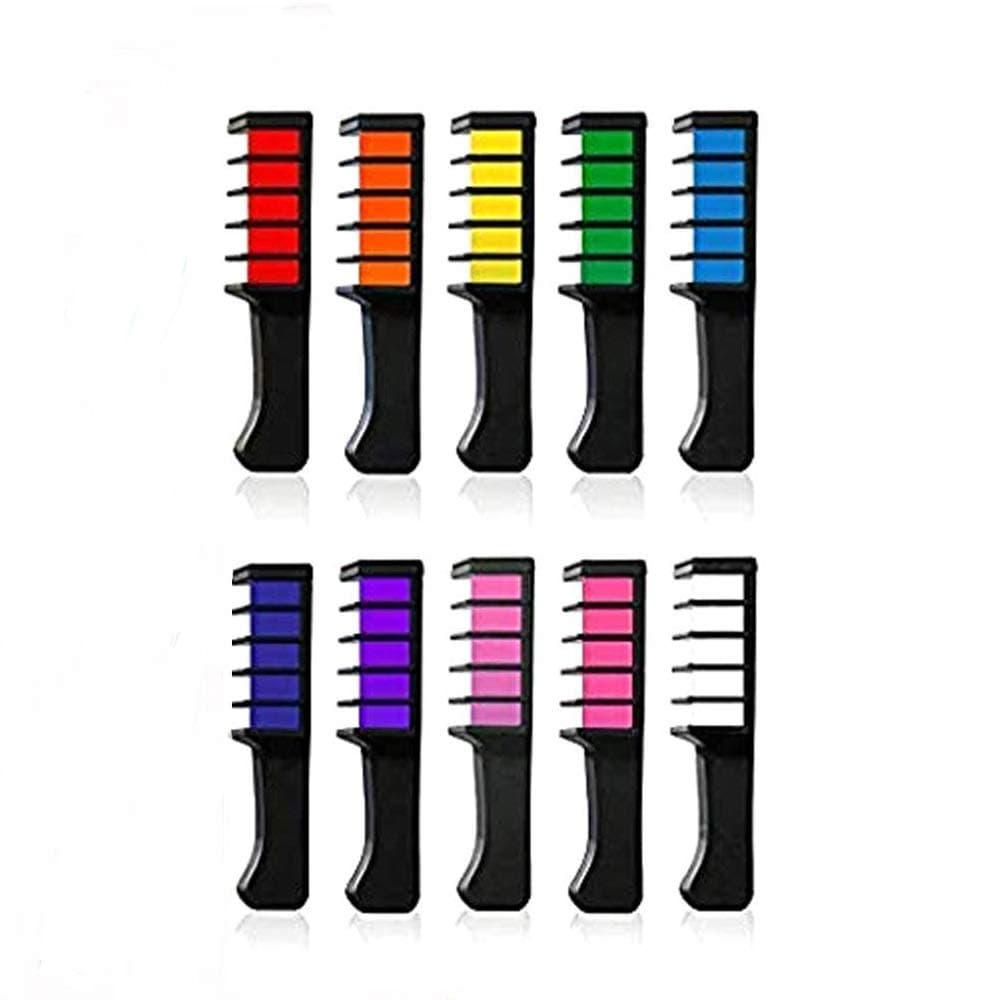 Kalolary Juego de peines de tiza para el cabello temporal de 10 colores, tinte para el cabello lavable para niñas | Regalos navideños en fiesta de cosplay de cumpleaños para edades 4 5 6 7 8 9 10 12 13