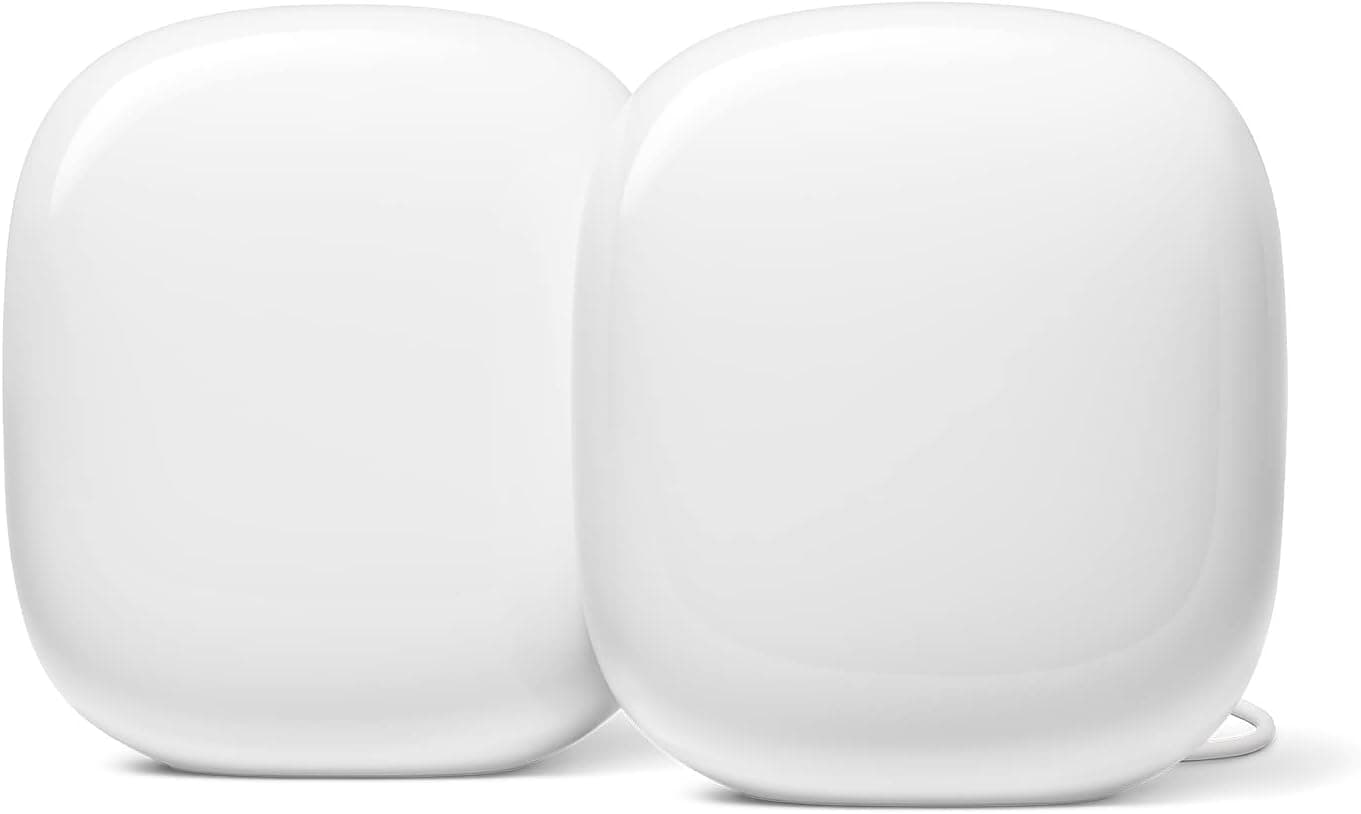 Google Nest WiFi Pro - Wi-Fi 6E - Sistema Wi-Fi doméstico confiable con velocidad rápida y cobertura para todo el hogar - Enrutador de malla - Paquete de 2 - Nieve