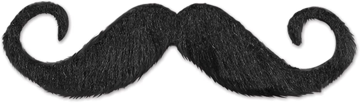 Beistle Manillar Hairy 'Stache - Bigote de manillar de poliéster autoadhesivo negro, accesorio de disfraz de Halloween para disfraces, fotomatones, fiestas occidentales y disfraces de personajes, 5"