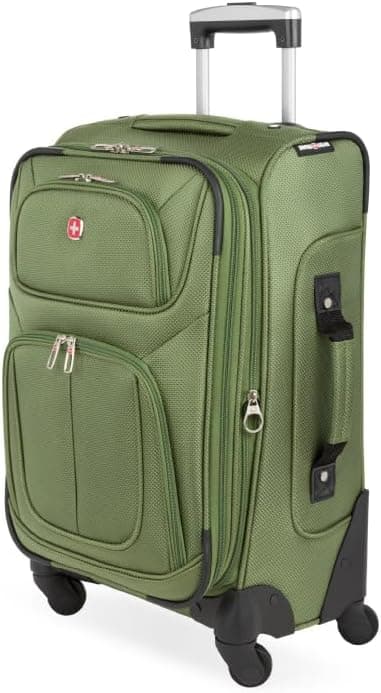 SWISSGEAR Sion Equipaje giratorio de mano, maleta ligera expandible con lado blando, Evergreen, 22,75 pulgadas