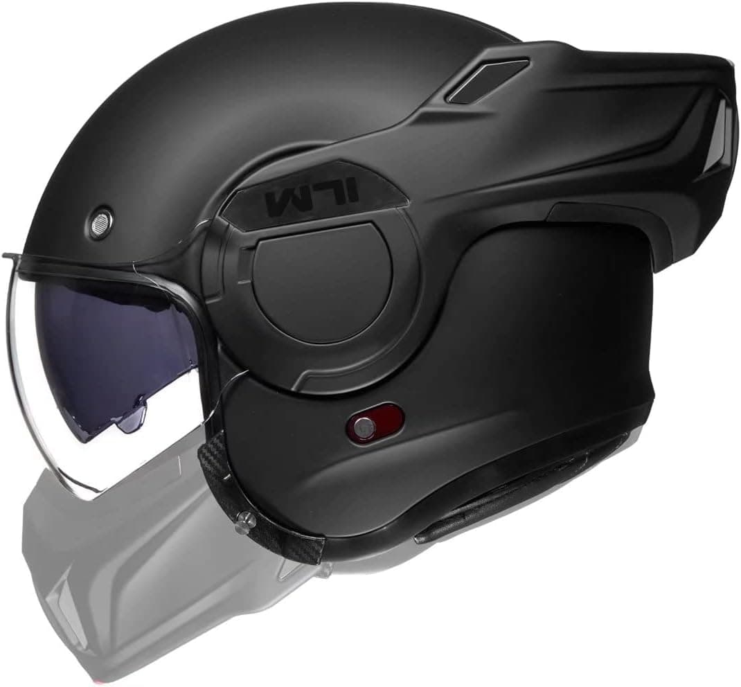 ILM Casco de motocicleta modular de cara completa vintage para adultos hombres ATV UTV moto de nieve con protector de barbilla reversible de 180° DOT modelo B707 (negro mate, XL)