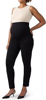 Ingrid & Isabel Pantalones ponte premamá con panel sobre el vientre para uso diario | Pantalones de maternidad de ponte pulidos con soporte sobre el abdomen, comodidad sin cordones y elasticidad que mantiene la forma para el uso diario.