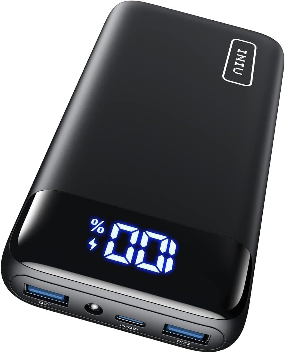 Cargador portátil INIU de 20000 mAh, banco de energía USBC de carga rápida compacto de 22,5 W | 22,5 W, USB-C, seguro para vuelos, viajes, pantalla LED, batería para iPhone 17 16 15 14 13 Xiaomi Samsung Google, tamaño clásico