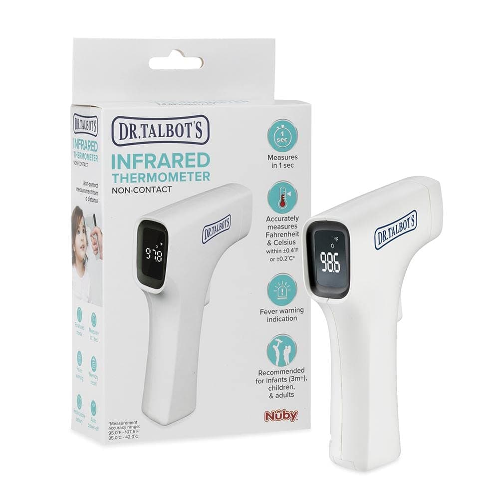 Dr. Talbot's Easy Handle Non-Contact Infrared Thermometer | Led Screen - Fever Warning Indicator - White