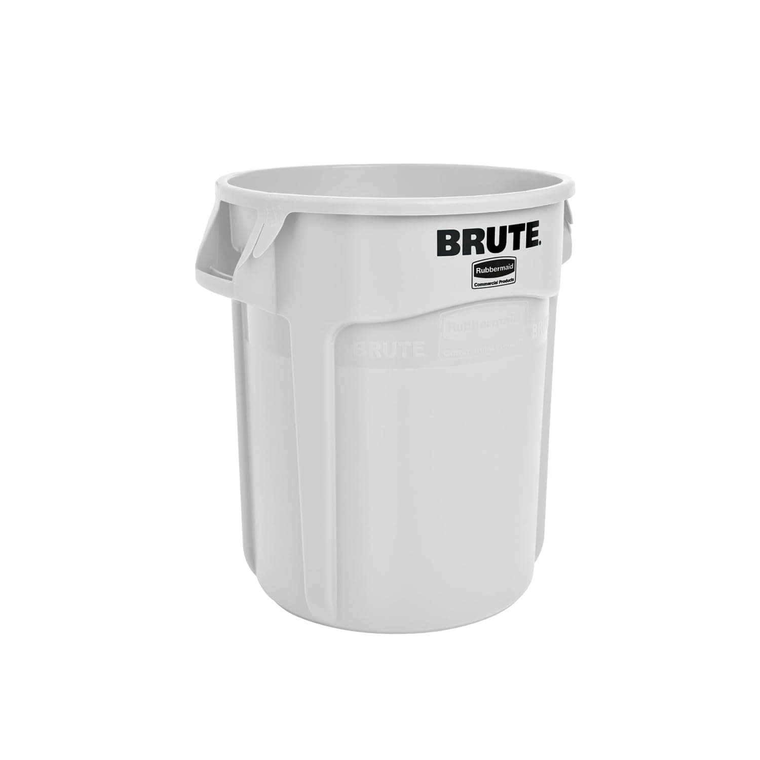 Rubbermaid Commercial Products BRUTE Bote de basura redondo de alta resistencia, 10 galones, blanco, contenedor de residuos para exteriores para paisajistas/construcción/restaurantes/parte trasera de casa/oficinas/almacenes