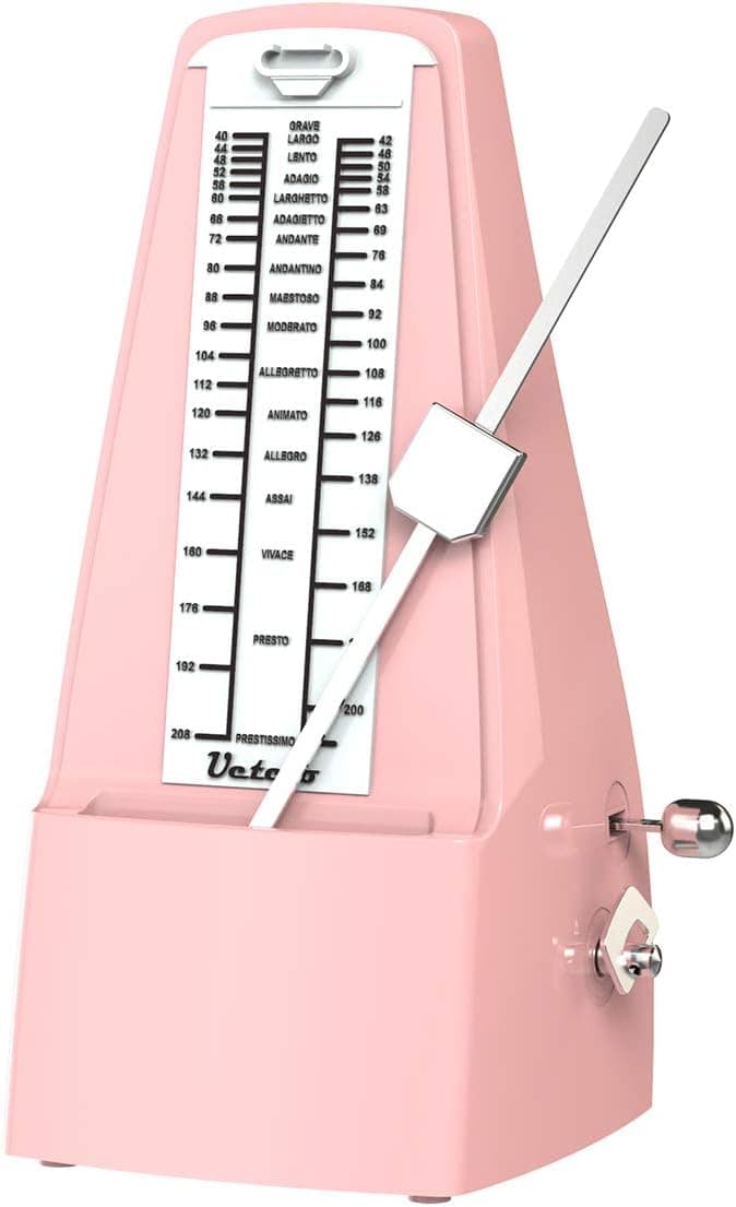 Metrónomo mecánico Ueteto, rosa | Sonido fuerte, para piano, batería, violín, guitarra, saxofón