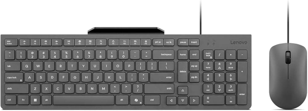 Combo de teclado y mouse con cable USB 310, teclas silenciosas, diseño de juegos ultradelgado, resistente a derrames, soporte para teléfono integrado, compatible con computadora portátil, PC, tableta - Mouse ergonómico Teclado mecánico USB