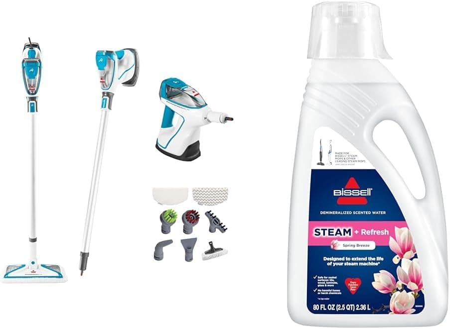 Mopa de vapor Powerfresh Slim Bissell 2075A + Agua de vapor Bissell Spring Breeze 80 oz