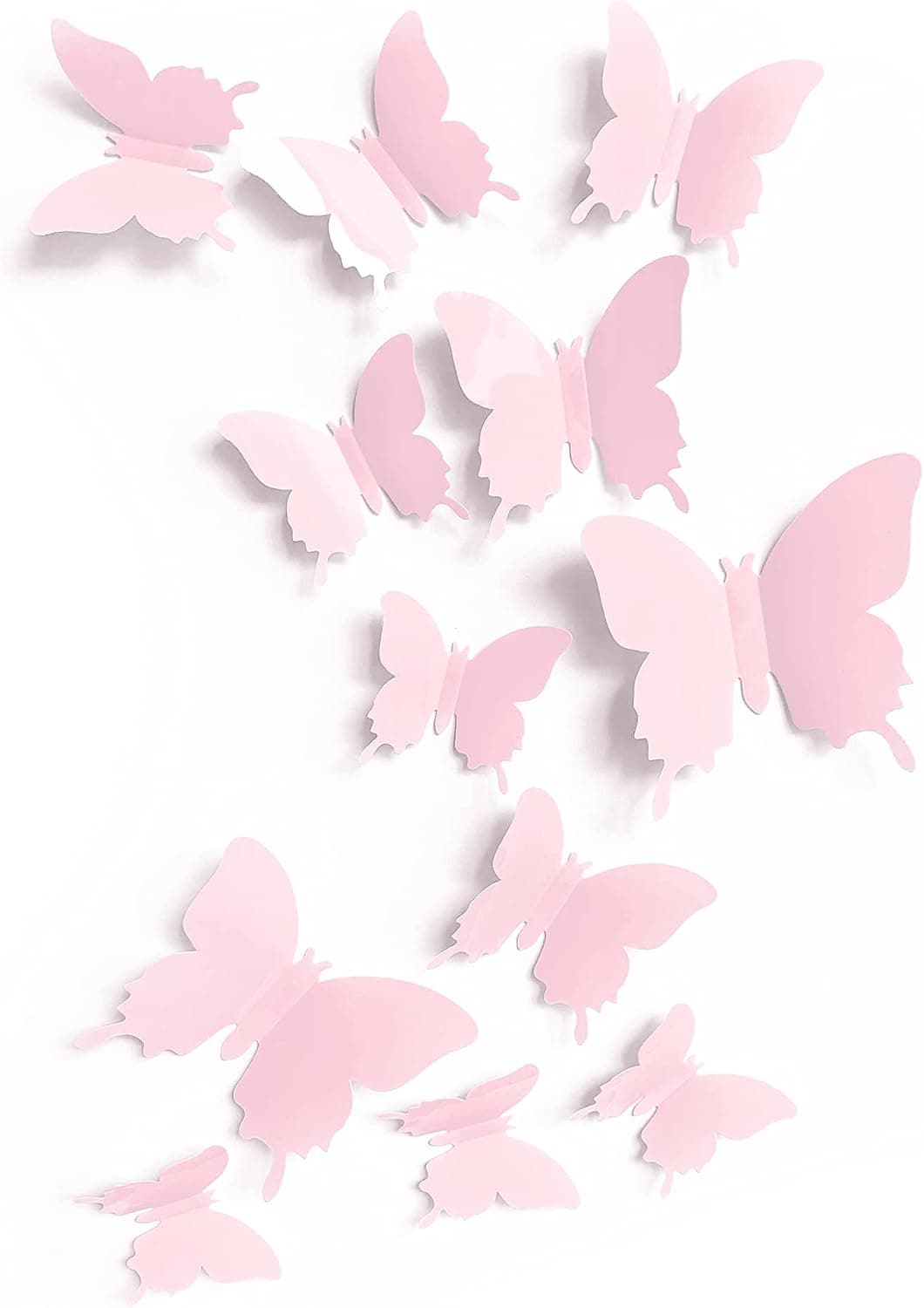 Linda decoración de pared de mariposa rosa, 24 piezas, pegatinas de pared para habitación de niñas, pegatinas de mariposas estéticas en colores pastel daneses para decoración de guardería, decoración de habitación de bebé para niñas