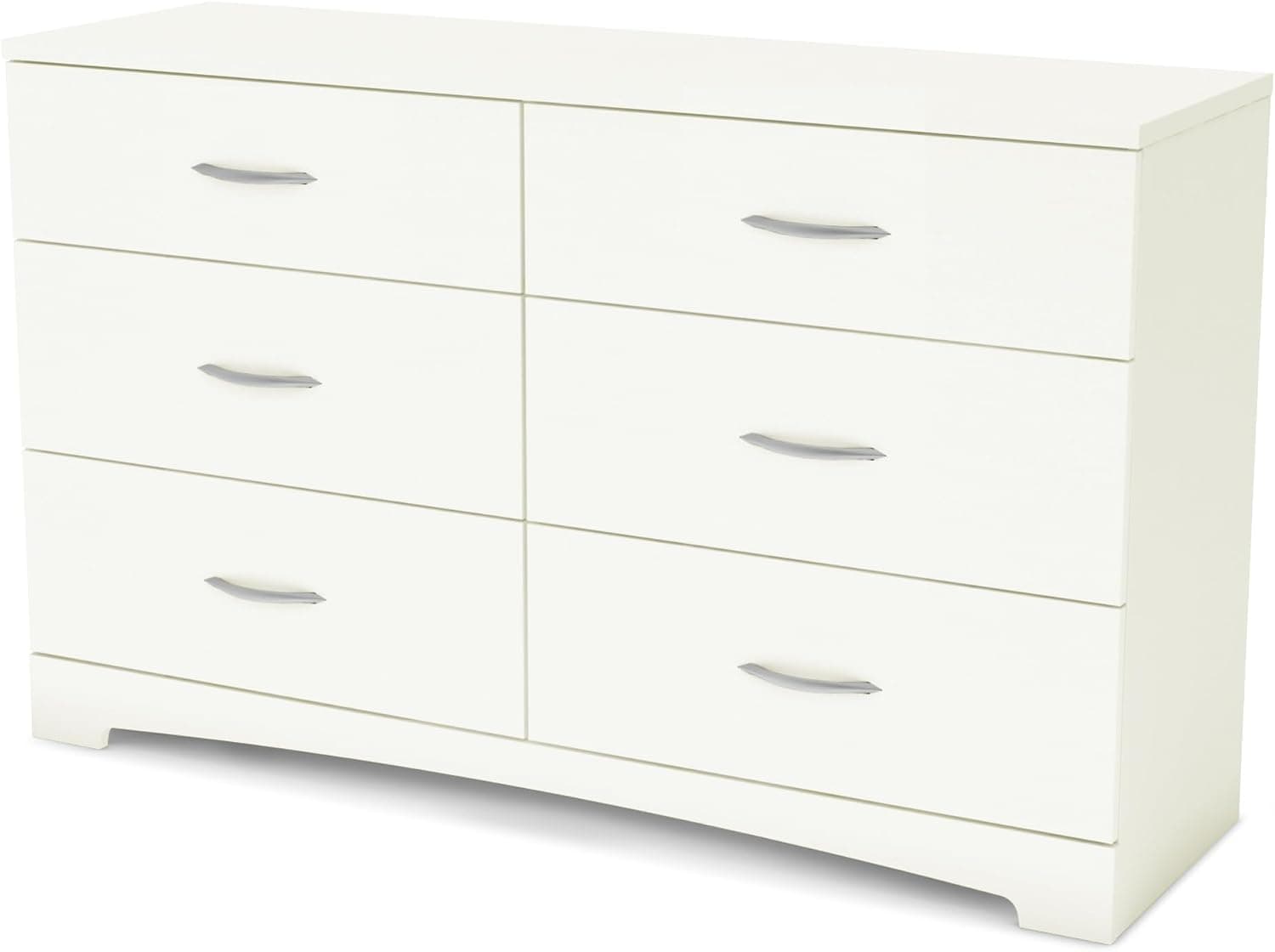 Cómoda doble con 6 cajones South Shore Step One, color blanco puro, contemporánea