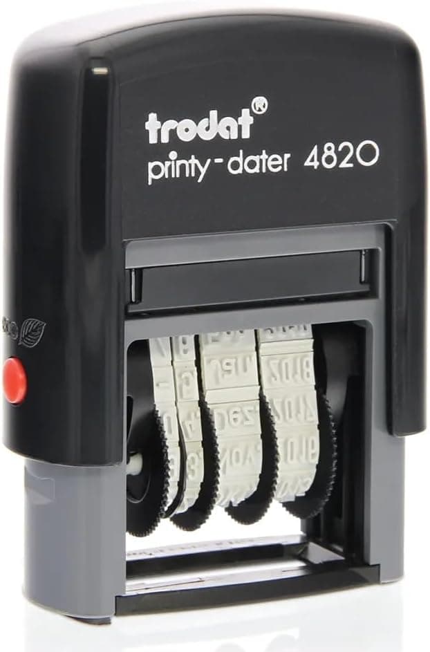 Trodat Date Stamp Printy 4820 Self-Inking, Months in Letters, Characters 4mm, Imprint Black