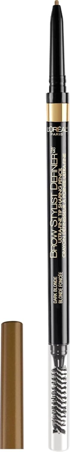 L'Oreal Paris Makeup Brow Stylist Definer lápiz de cejas impermeable, lápiz mecánico ultrafino, dibuja pequeños pelos de cejas y rellena áreas y huecos dispersos, rubio oscuro, 0.003 onzas (paquete de 1)