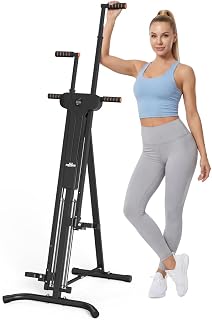 Relife Escalera paso a paso, máquina de ejercicio escaladora vertical para gimnasio en casa | Escalador de escaleras con 4 rieles de guía de metal, máquinas de ejercicios con escalones plegables Máquina de entrenamiento cardiovascular Alturas de 5 niveles
