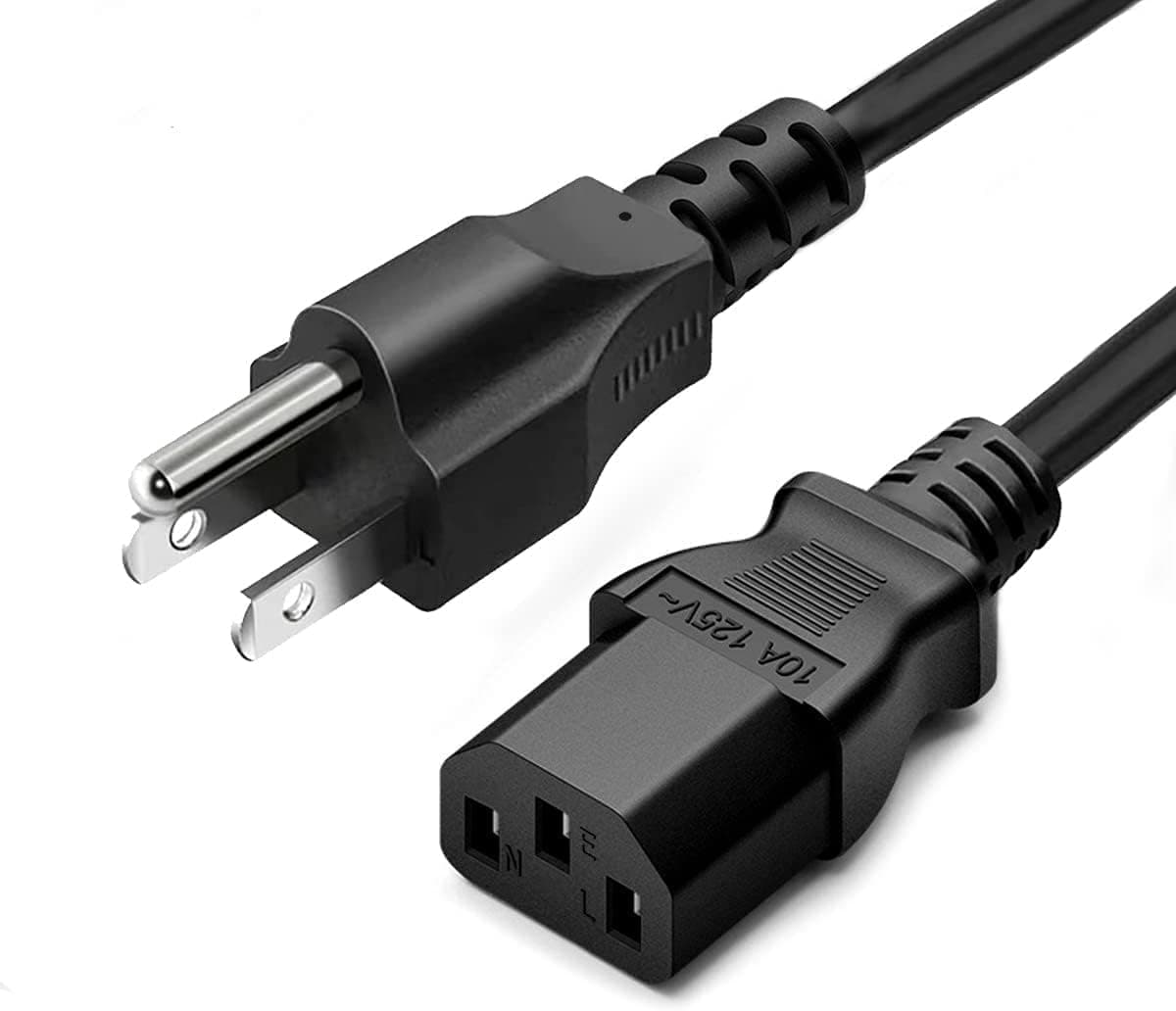 Cable de alimentación de 3 clavijas C13 de 15 pies de largo, cable eléctrico universal de CA de repuesto para computadora, monitor, impresora, computadora de escritorio, PC, fuente de alimentación PSU