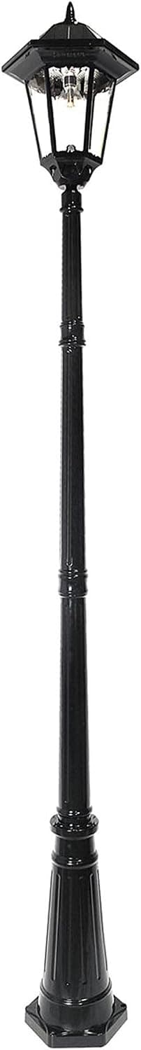 Gama Sonic Black Solar Outdoor Post Light, Windsor Bulb, Cast Aluminum, 3-inch Fitter for Lamp Posts, (Windsor Bulb with 96" Light Pole)