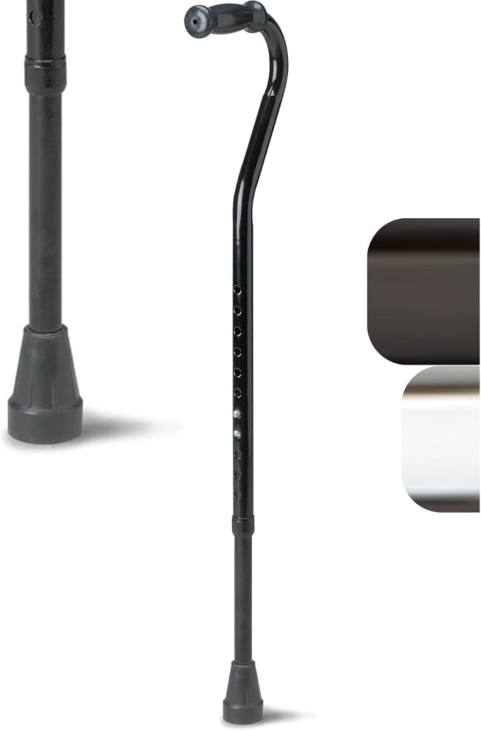 Bastón para caminar bariátrico Medline para personas mayores y adultos, altura ajustable de 29 a 38 pulgadas, ideal para soporte de equilibrio, lesiones y ayuda a la movilidad posquirúrgica, negro
