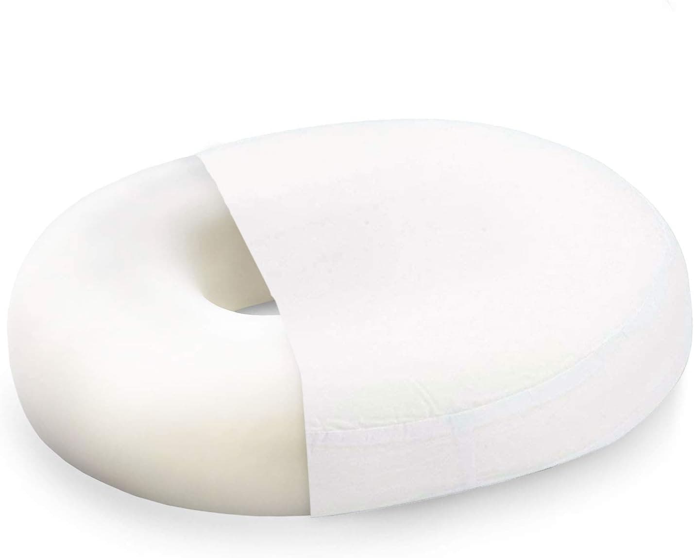 DMI Cojín de asiento con forma de donut y almohada para silla para aliviar el dolor de coxis, hemorroides, próstata, embarazo, posparto, alivio de presión y cirugía, 16 x 13 x 3, color blanco