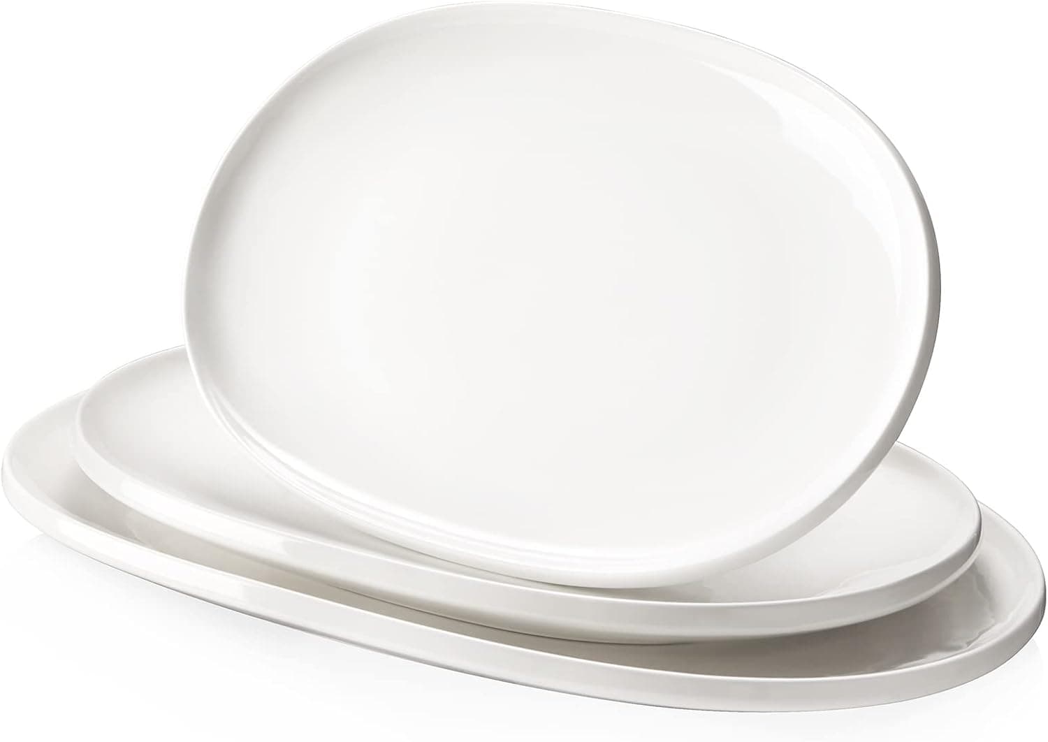 DOWAN Plato grande para servir, platos de porcelana de 16.0 in, 14.0 in, 12.0 in, para entretener bodas, platos ovalados blancos, juego de 3, platos para servir comida, regalos de inauguración de la casa