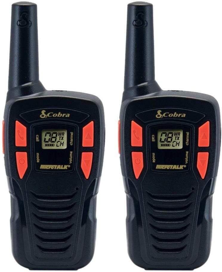 Cobra ACXT145 Compact Walkie Talkies, Rechargeable, Lightweight, black | 22 Channels, Long Range 16-Mile Two-Way Radio Set (2-Pack)