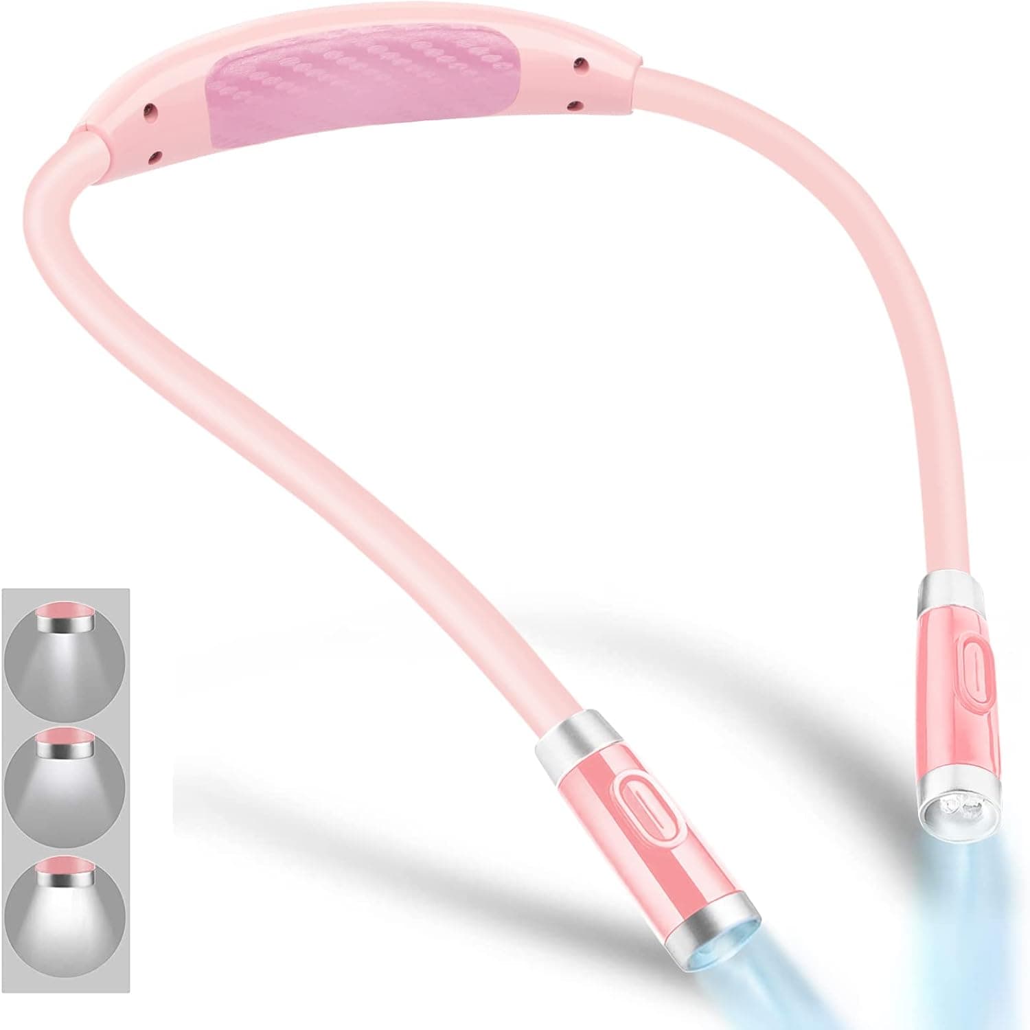 Vekkia Luz LED recargable para libros de cuello para leer en la cama | 3 niveles de brillo/brazos flexibles de silicona suave uso cómodo/larga duración, ideal para lectores, manualidades y tejido