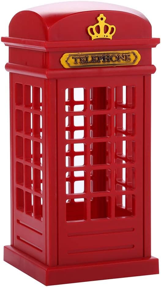Cabina telefónica de Londres vintage diseñada con carga USB Lámpara de noche LED Sensor táctil Mesa Luz de escritorio para dormitorio Estudiantes Iluminación del dormitorio Decoración de la barra del hogar Novedad Cumpleaños Brillo ajustable