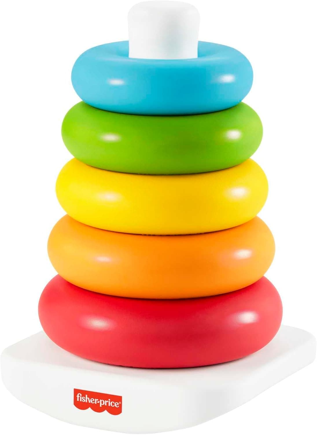 Anillos de juguete apilables para bebés de Fisher-Price Rock-A-Stack con base Roly-Poly para mayores de 6 meses, hechos con materiales a base de plantas
