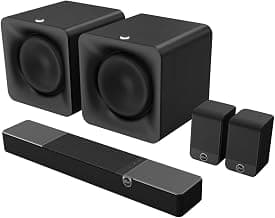 FLEXUS-100-SOUNDBAR Barra de sonido con sistema de sonido 2.1 con 2 subwoofers de conexión inalámbrica rápida con controlador Klipsch FLEXUS-10-SUB de 10" y parlantes con controlador de rango completo Klipsch Flexus-Surround de 3" (2024)
